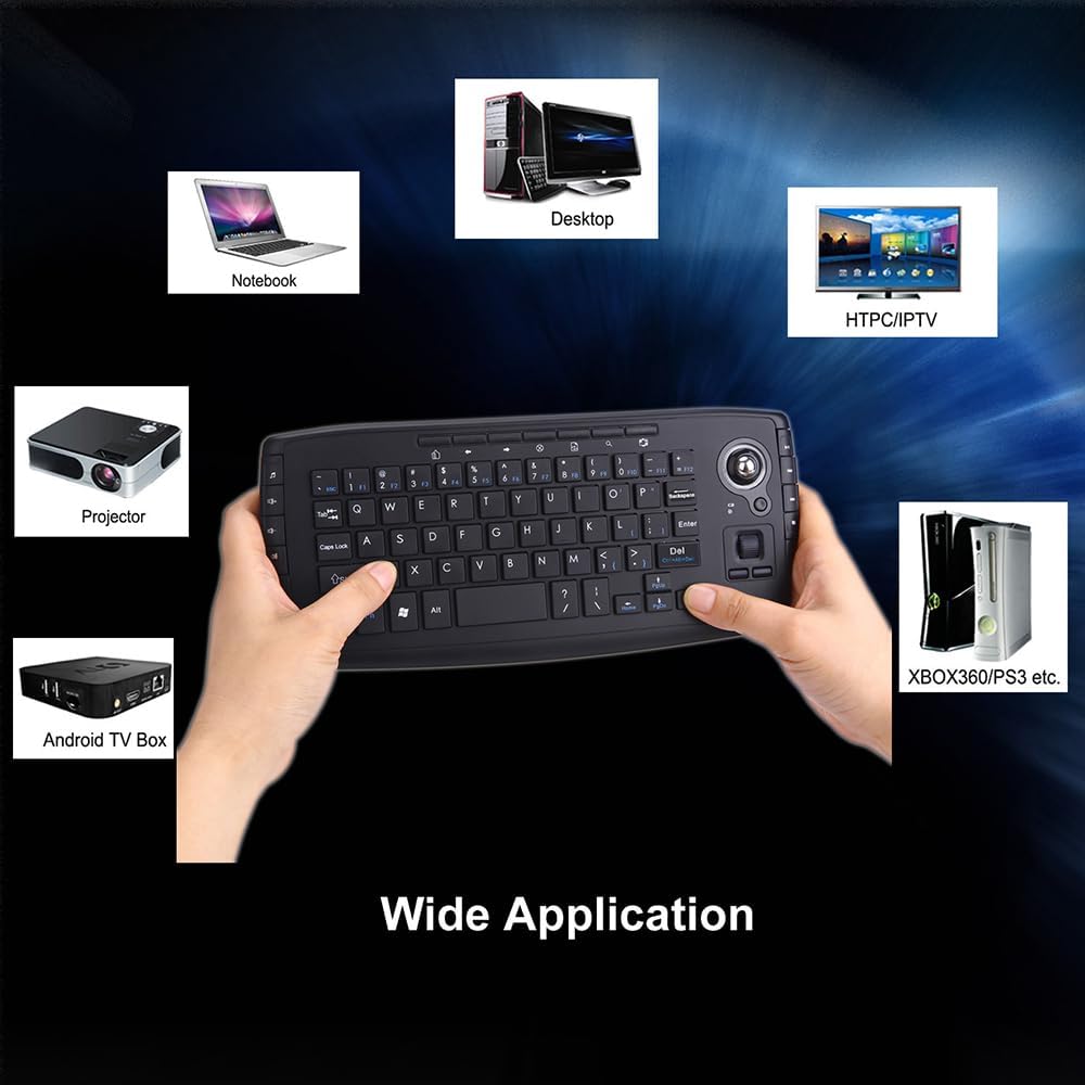 TKMARS Tastatur mit Trackball Wireless Mouse and Keyboard für PC, Mac, Xbox 360, Xbox One, PS3, PS4,