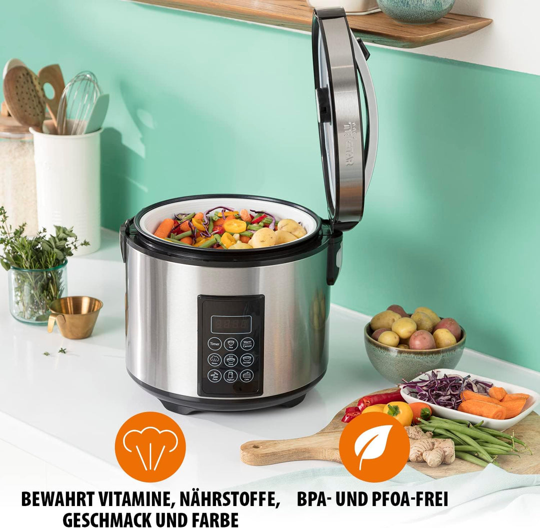 Tristar Reis- und Dampfgarer XL (2,2 L), 24 h Warmhaltefunktion, 7 Programme, Digitales Bedienfeld,