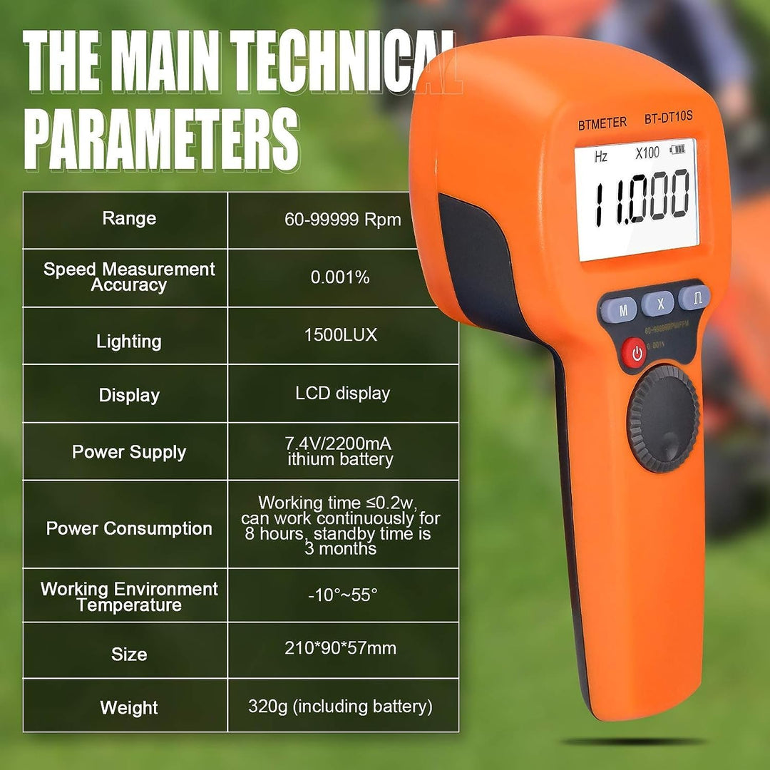 BTMETER Digitales Handheld-Stroboskop BT-DT10S, LED-Blitz-Strobe-Tachometer, 60~49999 FPM-Geschwindi