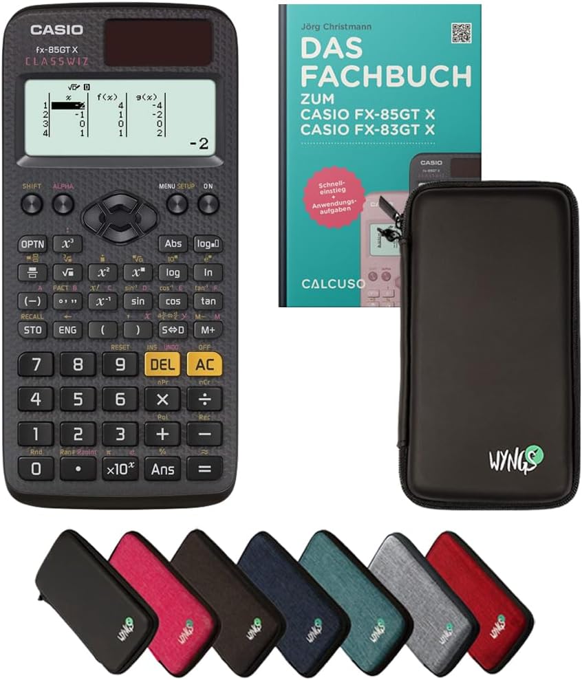 CALCUSO Standardpaket: Casio FX-85GT X Technisch-Wissenschaftlicher Taschenrechner + WYNGS Schutztas