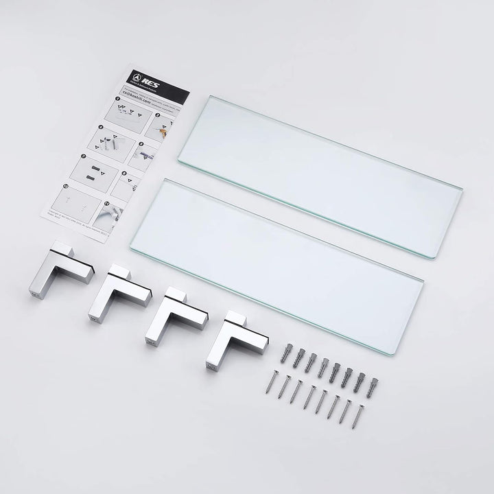 KES Duschablage Glas Badezimmer Wandregal 8mm Hartglas Glasregal Glasablage Bad Ablage Dusche Duschr