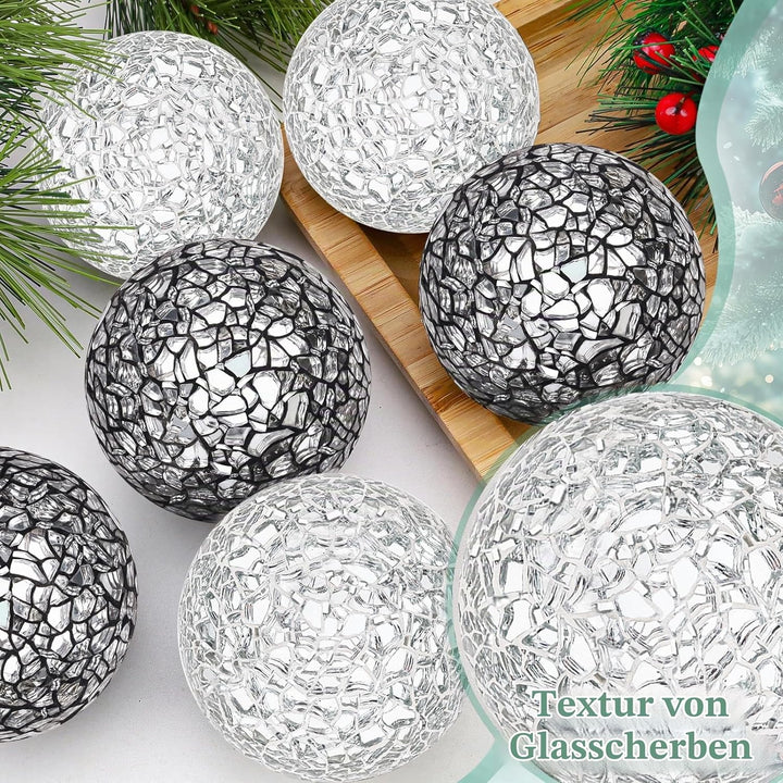 6 Stücke Mosaikkugeln Glas Solide 6cm Knistern Kugeln Spiegelglaskugel Satz Schalen Vasen Esstisch Z