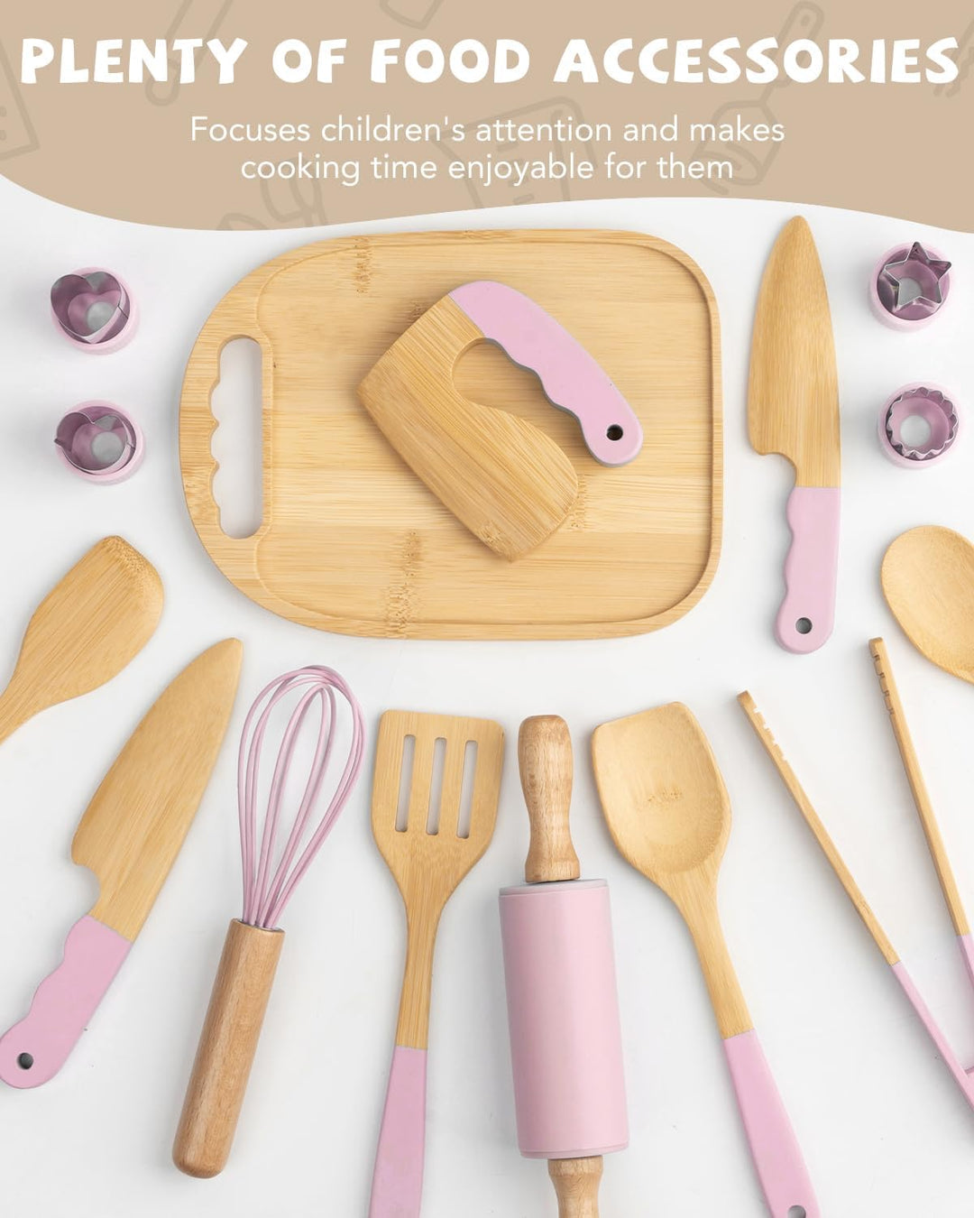 Kindermesser Set – 29-teilig mit sicherem Kiddikutter, Holzmesser Schneidebrett – Montessori Küchens