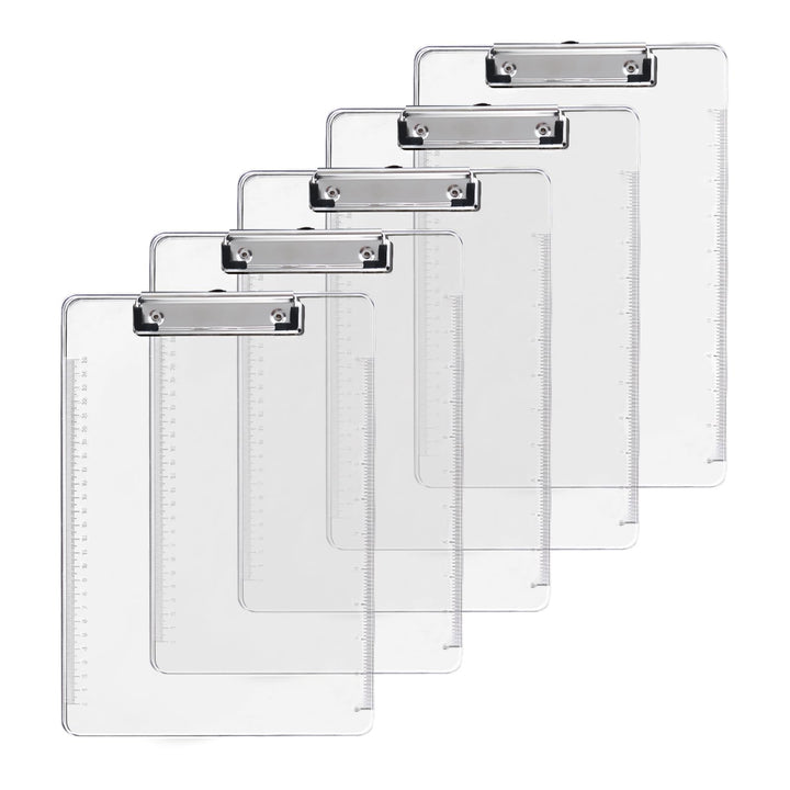 5 Stück Klemmbrett Transparent Kunststoff Klemmbretter A4 mit Metalklemme, Klemmbrettmappe Transpare