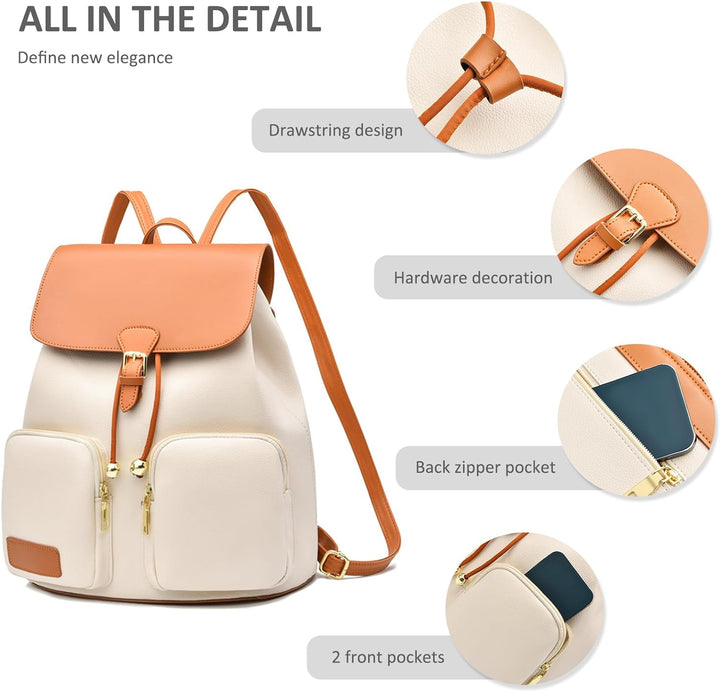 NICOLE & DORIS Frauen Rucksack Modern Rucksack Damen Elegant PU Leder Rucksackhandtaschen Anti Diebs