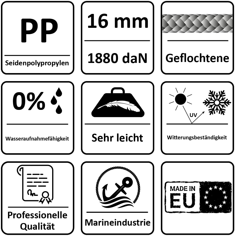 NAJDER - Polypropylen-Seil Textilseil Leine Schnur - Geflochtenes Seil Flechtleine mit Traglast bis