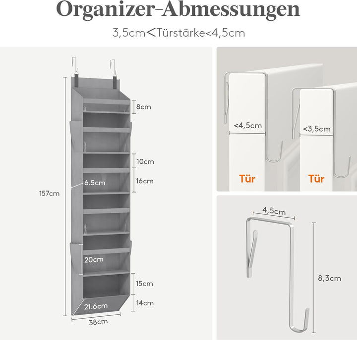 Lifewit Türorganizer Hängeorganizer, 6 Regal klar Fenster hängende Lagerung mit 4 Seitentaschen, Tür
