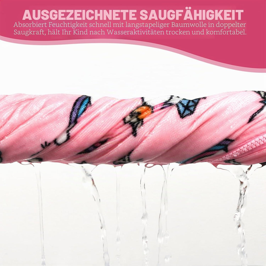 MOEMOE BABY Badeponcho Kinder mit Kapuze 100% Baumwolle Kapuzenbadetuch für Zuhause &amp; Schwimmbad, Ki