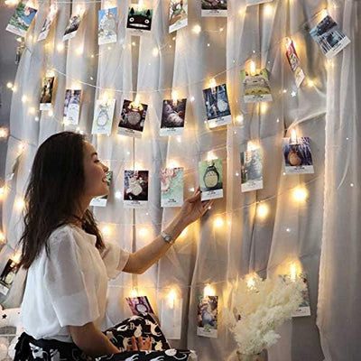 CozyHome Foto Lichterkette Fotoclips - 30 LED mit Klammern & 5m Timer Batterie I Fotolichterketten F