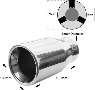 Auspuffblende Rund Endrohr Edelstahl Auto Endrohrblenden Auspuffendrohr Auspuffrohr Tuning Universel