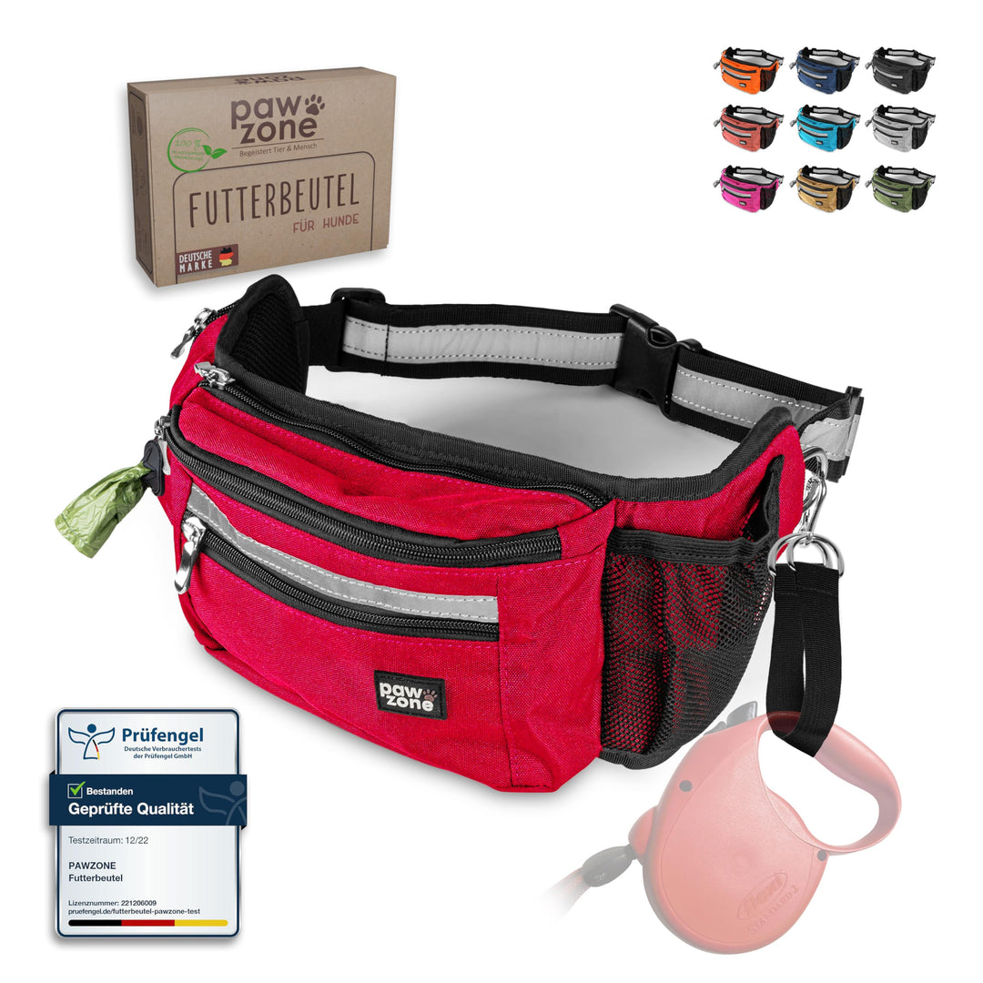 PAWZONE Futterbeutel Hunde - Leckerlibeutel für Hunde - Bauchtasche für Hunde Zubehör - Leckerlitasc