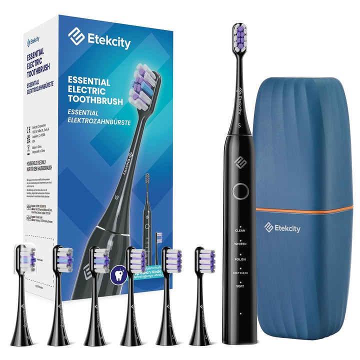 Etekcity Elektrische Schallzahnbürste, Deep Clean Modi, 6 Bürstenköpfe, schnelle Aufladung für 60 Ta