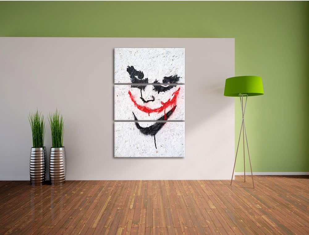 Pixxprint Joker Pinsel Effekt 3-Teiler Leinwandbild 120x80 Bild auf Leinwand