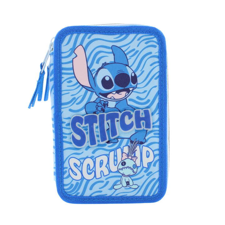Lilo und Stitch Federmäppchen mit 3 Fächern für Mädchen und Jungen, Komplettes Stifte- und Farbenetu