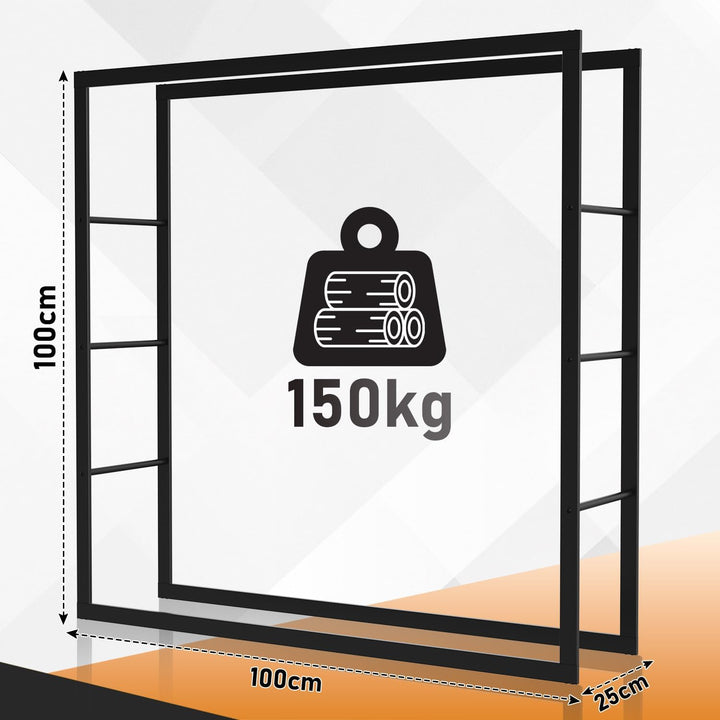 Ikodm kaminholzregal Innen und Aussen, Metall Brennholzregal aussen 100 x 25 x 100CM, Holzstapelhilf
