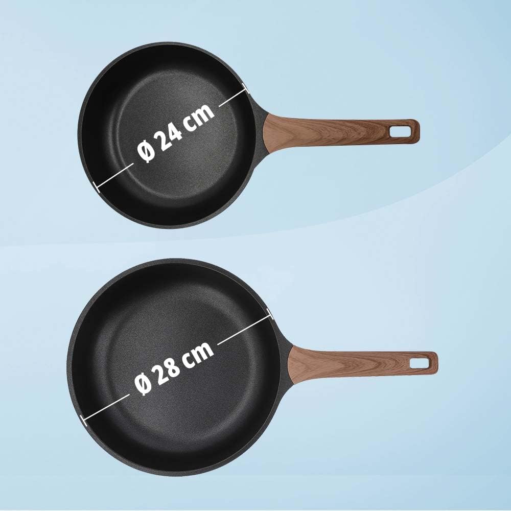 KHG Pfannenset 2-teilig Bratpfanne 24 cm &amp; 28 cm Ø, Induktion, Antihaftbeschichtung, Pfanne aus Alum