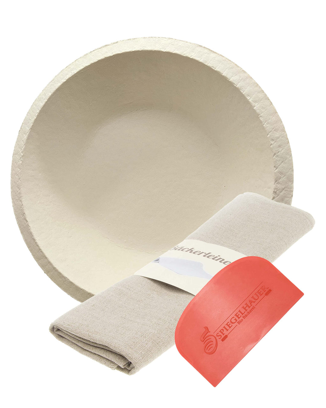 Bäckerei Spiegelhauer Gärkörbchen I Teigschaber und Bäckerleinen Gärkörbchen Set Backset Klein, Back