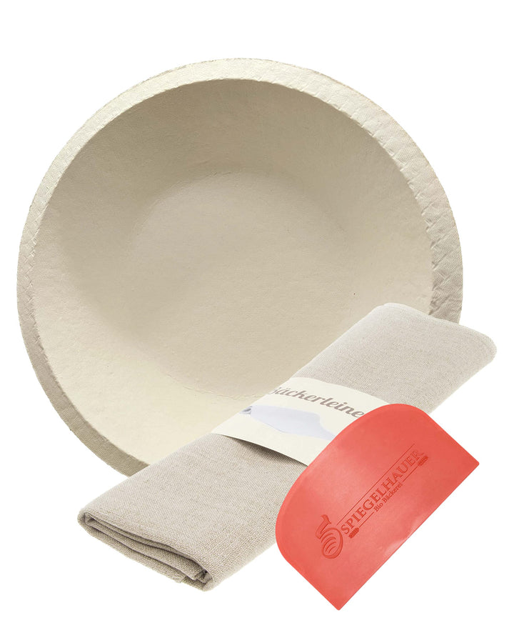 Bäckerei Spiegelhauer Gärkörbchen I Teigschaber und Bäckerleinen Gärkörbchen Set Backset Klein, Back