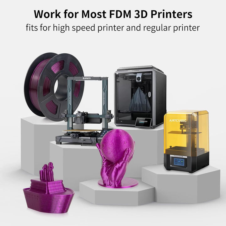 IEMAI PETG Filament 1.75mm, Transparent PETG Rot/Blau/Violett/Fluoreszierendes Grün, 4 x 250g Spule,