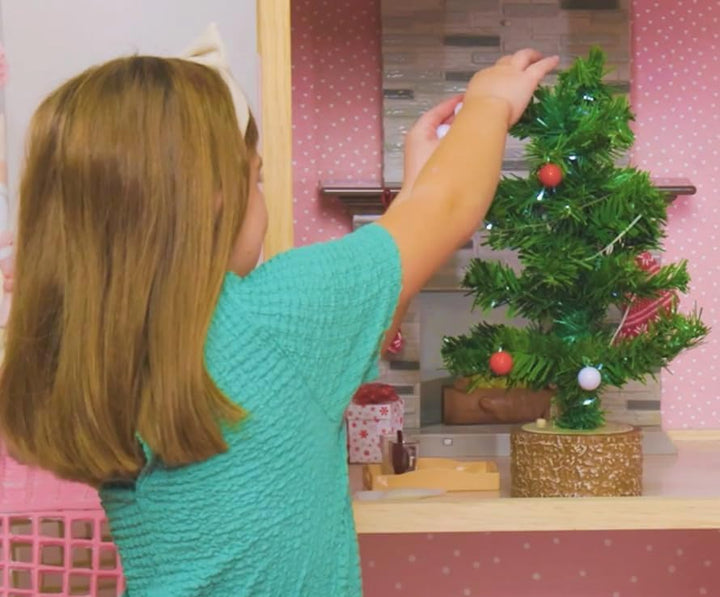 Our Generation Weihnachtsbaum Puppenzubehör – Puppenhaus Zubehör Weihnachten mit funktionierender Li