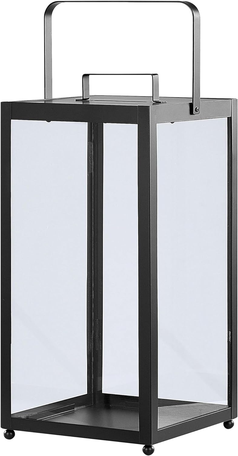 Windlichtlaterne Laterne Dekolaterne schwarz Metall Glaseinsatz H: 30 cm Lepar