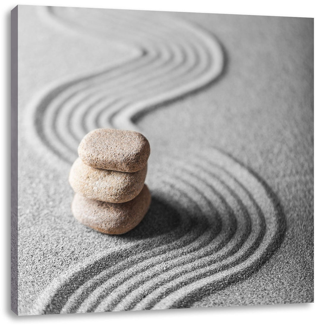Pixxprint Wellenmuster im Sand als Leinwandbild Quadratisch/Grösse: 70x70 / Wandbild/Kunstdruck/fert
