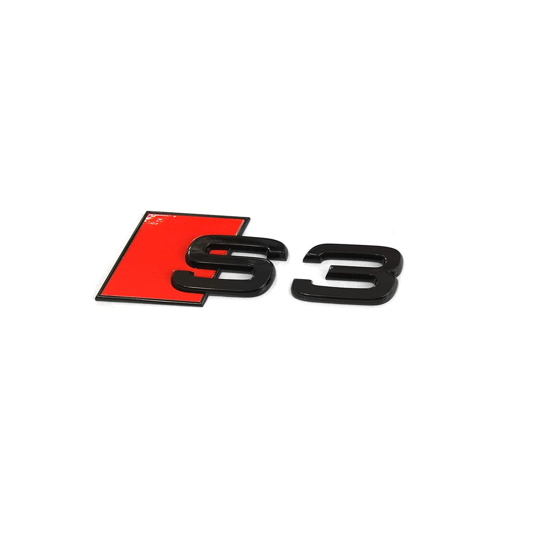Audi 8Y0853735T94 Schriftzug S3 Tuning Exclusive Black Edition Aufkleber Emblem, schwarz/rot