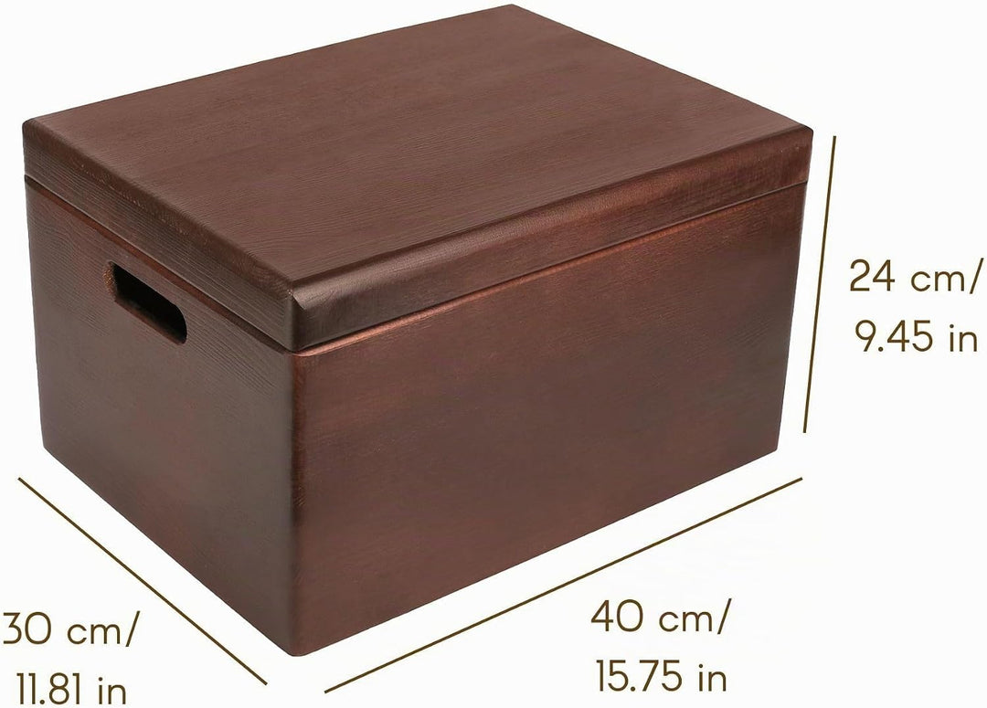 Creative Deco XXL Braun Grosse Holzkiste mit Deckel | 40x30x24 cm (+/-1cm) | Holztruhe Erinnerungsbo