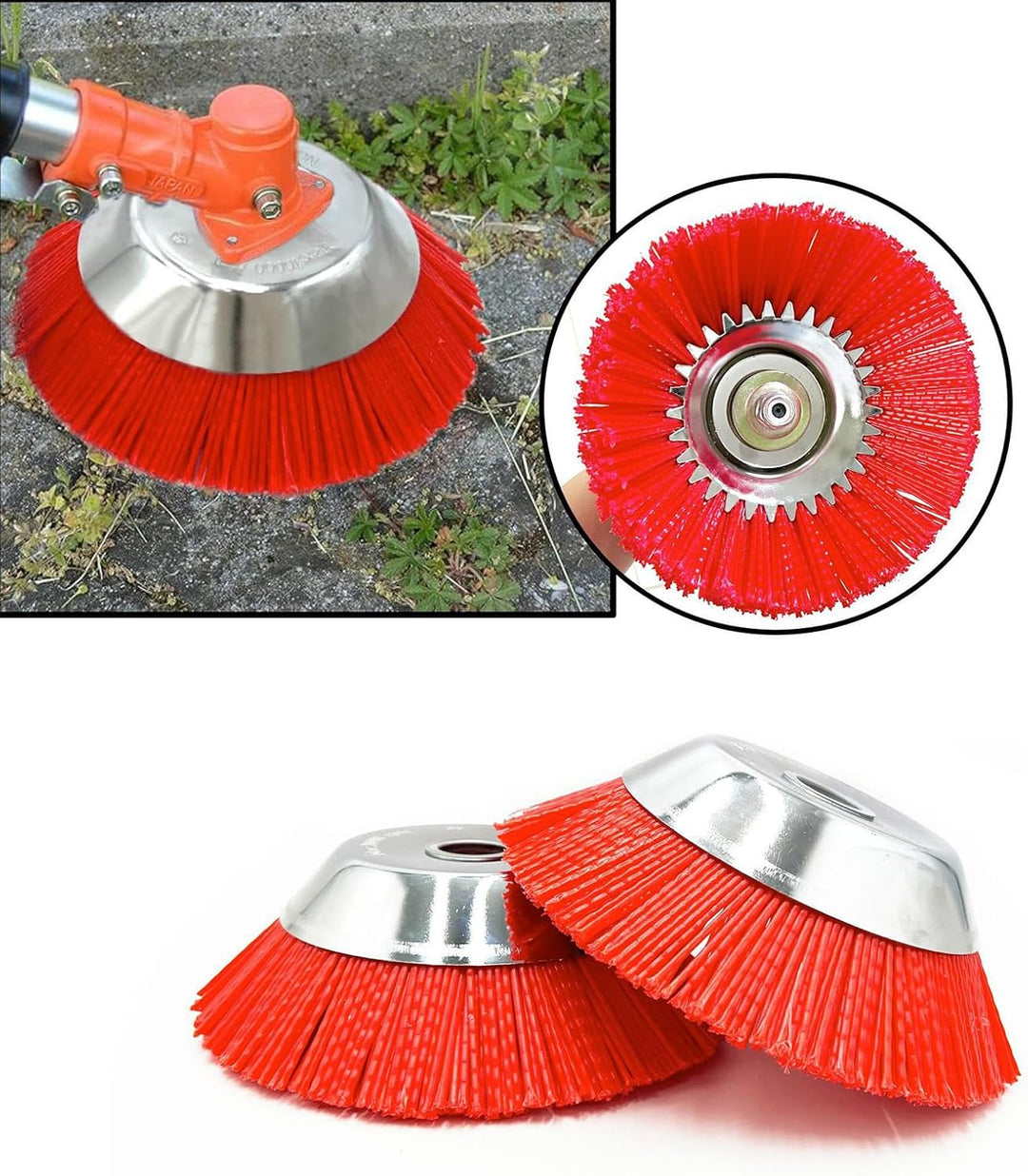2 PCS Nylon-Unkrautbürste für Motorsense,6 Zoll+6 Zoll 25,4 mm Wildkrautbürste Weed Brush,Hochwertig