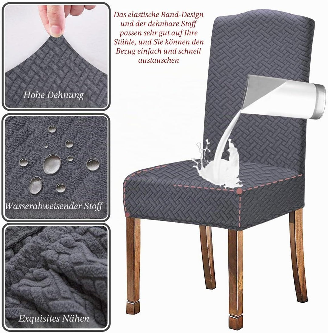 KELUINA Stretch wasserdichte Jacquard mit langem Gitter Esszimmer Stuhlhussen Home Decor, Stuhlhusse