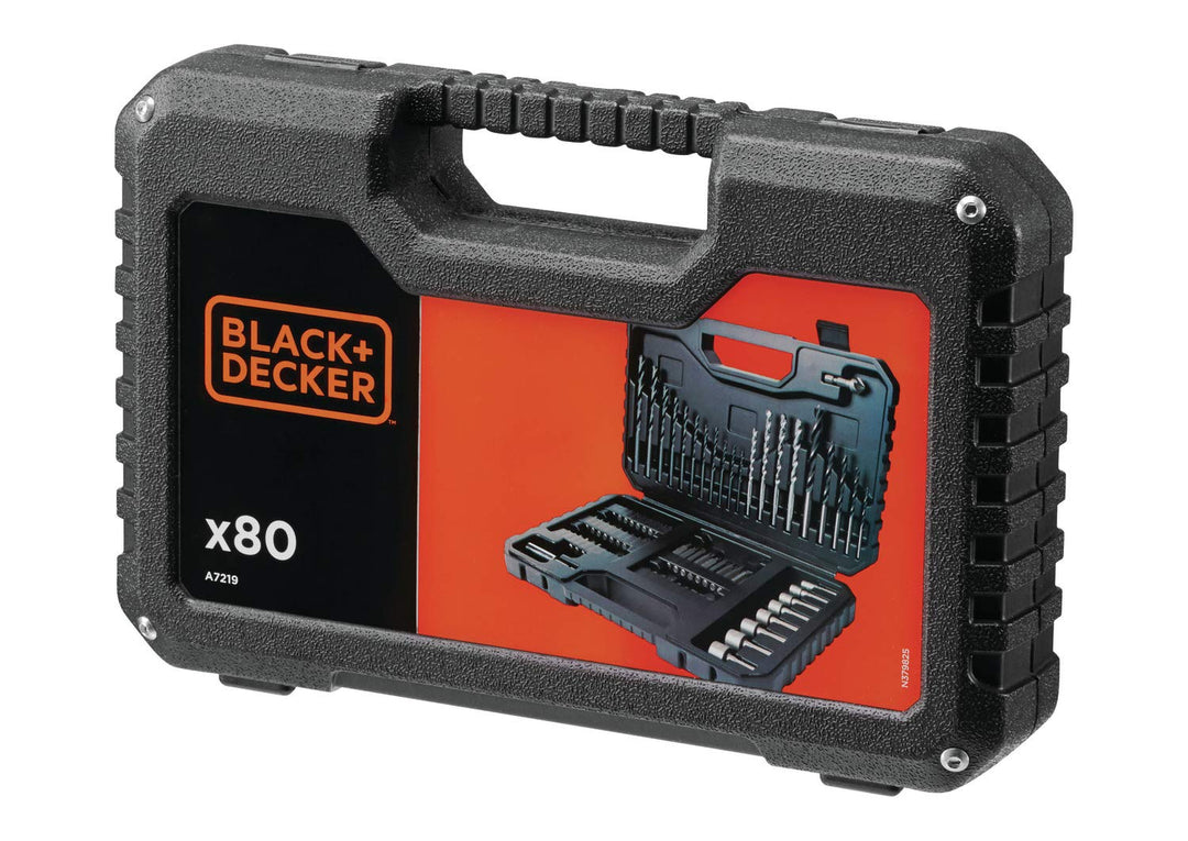 Black & Decker A7219 Koffer mit Bohr- / Schraubzubehör, 80-teilig 1 Grau, 1 Grau