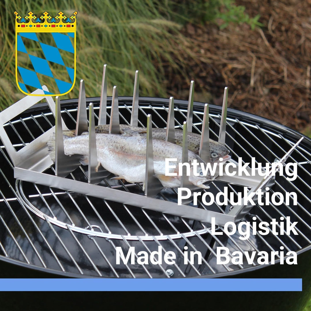 SCHILLING Fischgrilltechnik Fischhalter Edelstahl, für Grill, 45x14 cm, Backofen, Räucherkammer, Gar