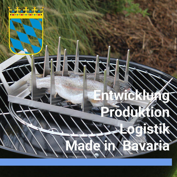 SCHILLING Fischgrilltechnik Fischhalter Edelstahl, für Grill, 45x14 cm, Backofen, Räucherkammer, Gar