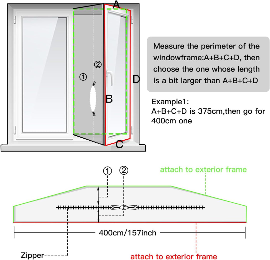 400CM Fensterabdichtung für Mobile Klimageräte,klimaanlage fensterabdichtung mit Doppelreissverschlu