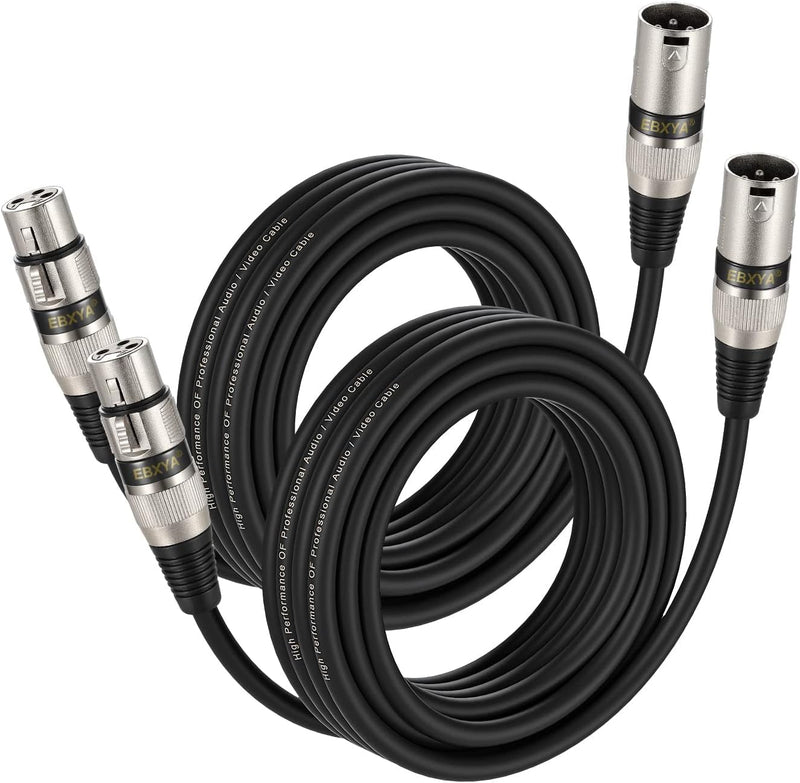 EBXYA XLR-Kabel, Mikrofonkabel, 6 m, 2 Stück, Stecker auf Buchse, symmetrisches XLR-Mikrofonkabel, X