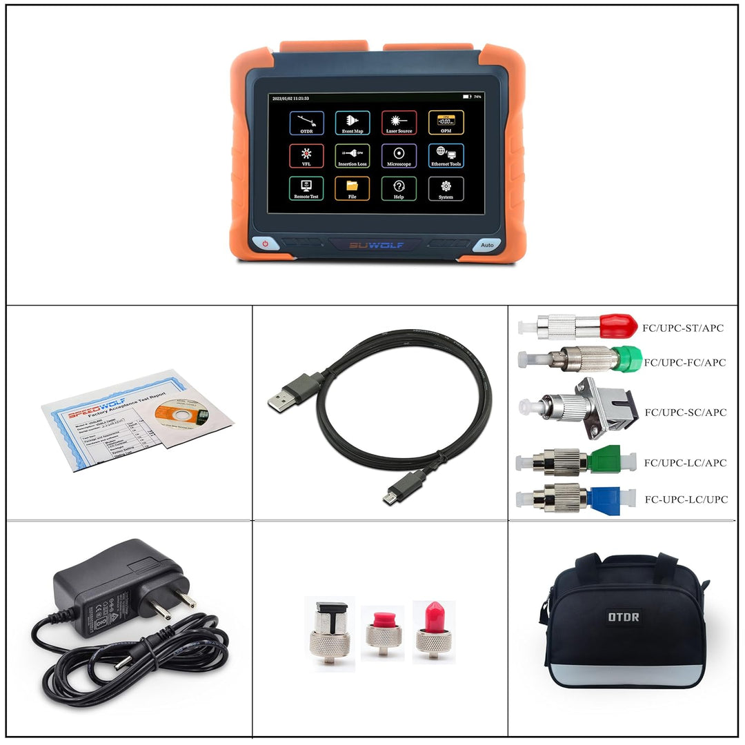 850/1300nm 26/28dB 4in1 MM OTDR +VFL+OPM+OLS 7” Touchscreen 60Km Glasfaser Tester/LWL Tester/Optisch