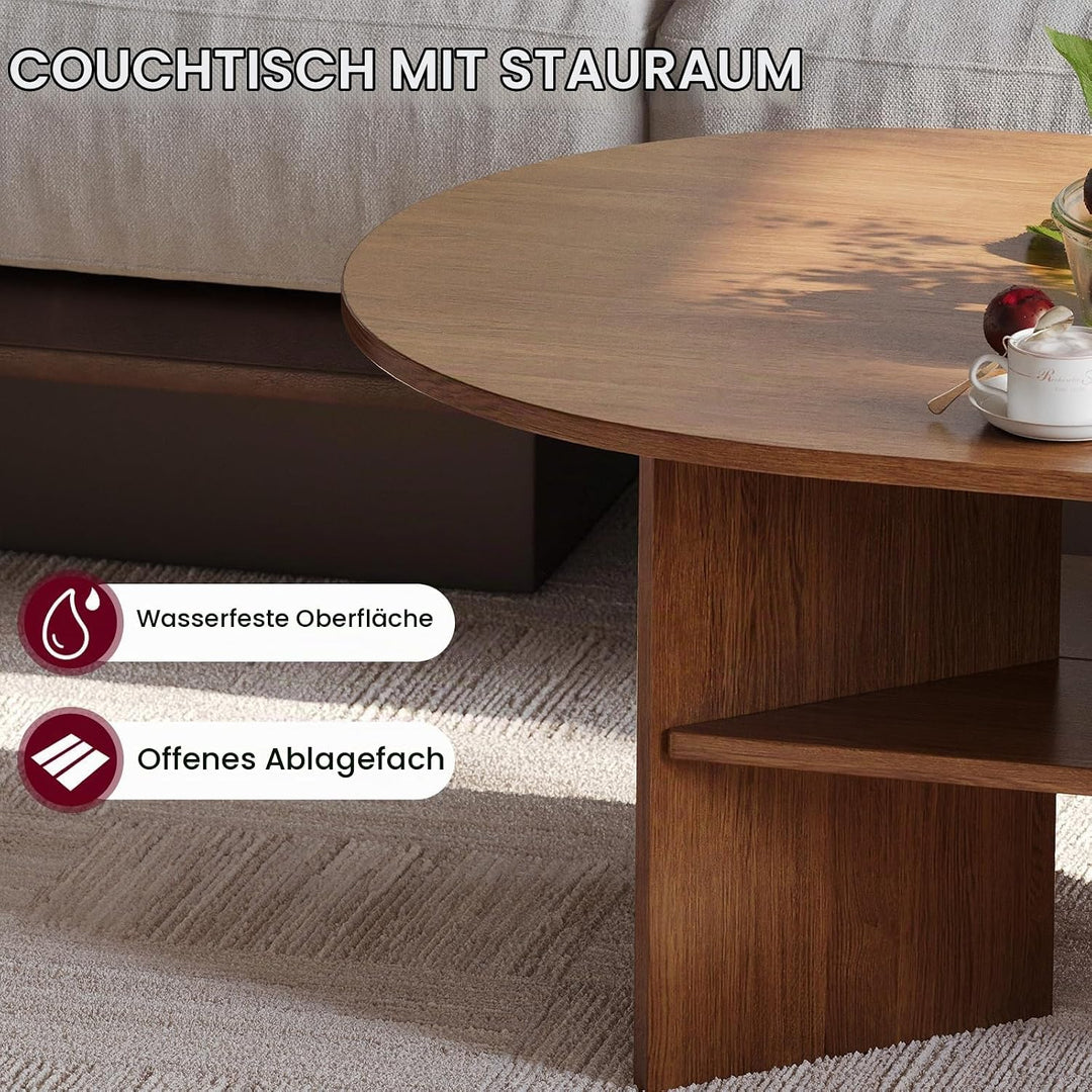 YOUDENOVA Couchtisch Ovaler Beistelltisch Holz Modern Wohnzimmertisch Coffee Table Klein Tisch für W