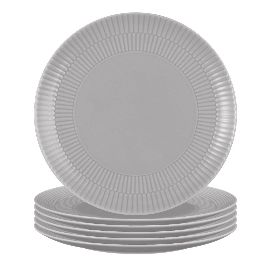 Seltmann Weiden Amina Silbergrau Frühstücksteller 6er Set, 23 cm, Runde Kuchenteller mit dezentem Re