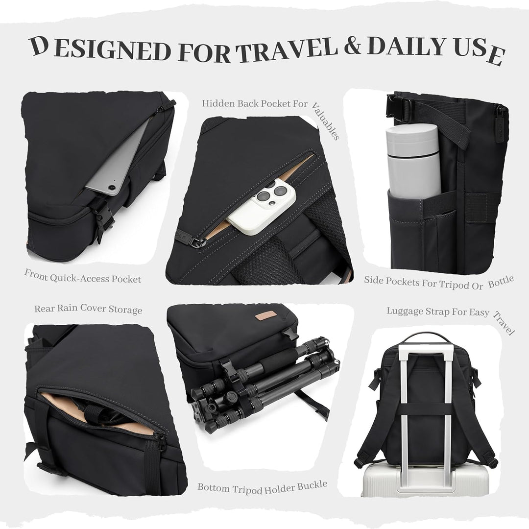 GOLF SUPAGS Kamerarucksack, DSLR SLR Kameratasche mit 14 Zoll Laptopfach und Regenschutz, Kompatibel