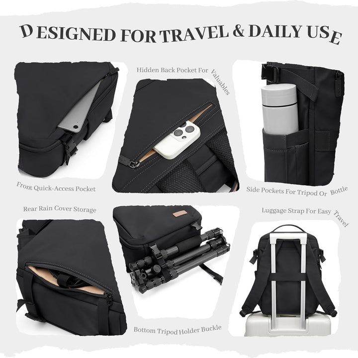 GOLF SUPAGS Kamerarucksack, DSLR SLR Kameratasche mit 14 Zoll Laptopfach und Regenschutz, Kompatibel