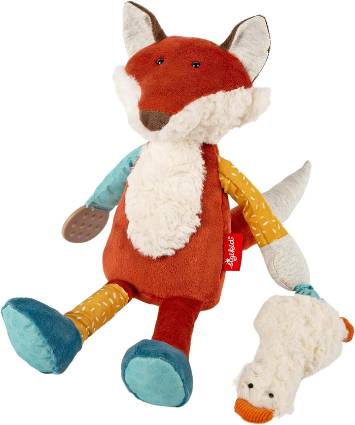 sigikid 43223 Babyaktivspielzeug Stofftier, Blau/Gelb/Rot/Fuchs, Blau/Gelb/Rot/Fuchs