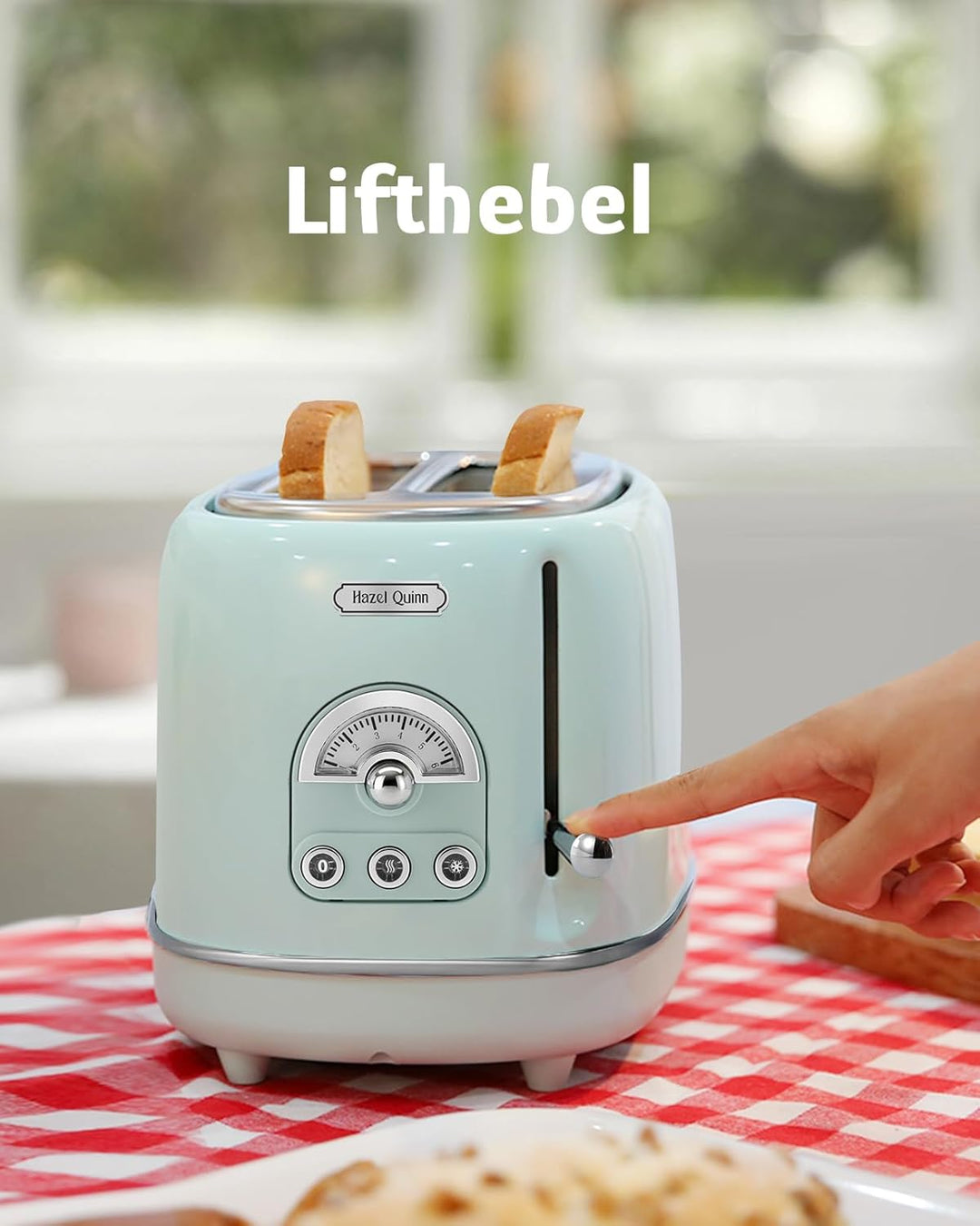 Hazel Quinn Retro 2 Scheiben Toaster, Edelstahl, Vintage Toaster, 6 variable einstellbare Bräunungss