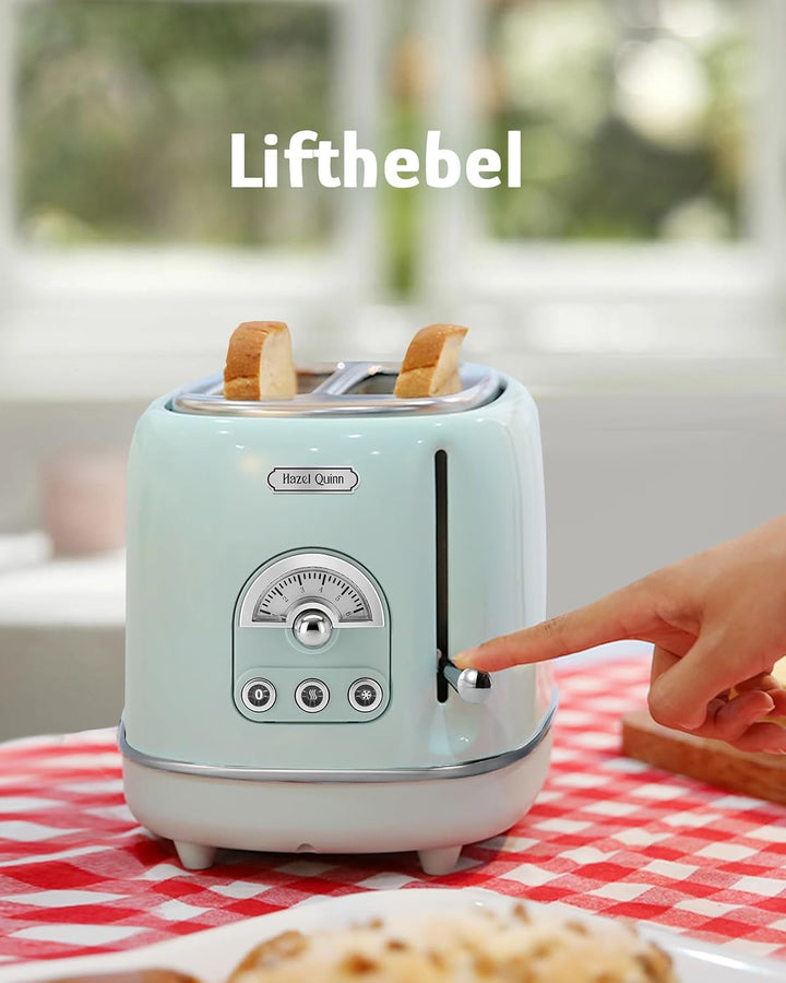 Hazel Quinn Retro 2 Scheiben Toaster, Edelstahl, Vintage Toaster, 6 variable einstellbare Bräunungss