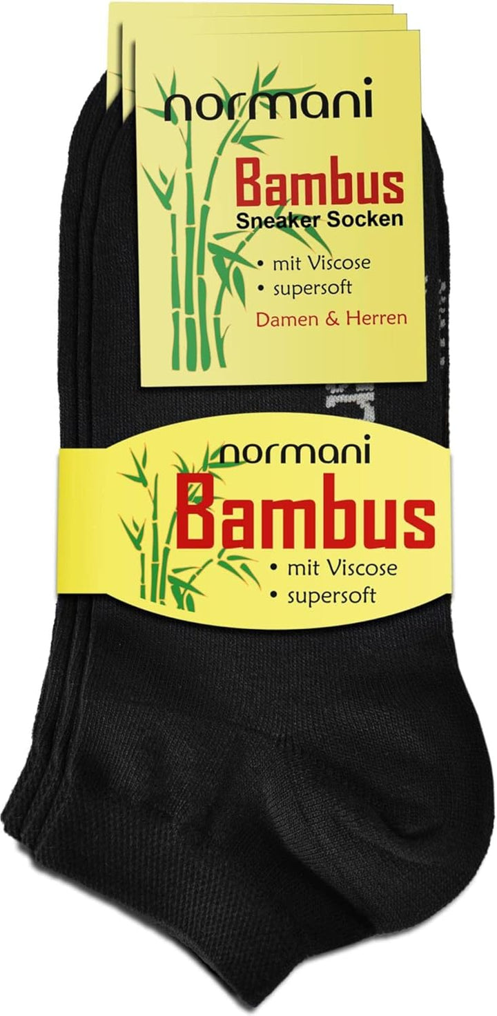 normani 15 Paar Bambus Sneaker Socken ATMUNGSAKTIV ohne Gummidruck 39-42 Schwarz, 39-42 Schwarz