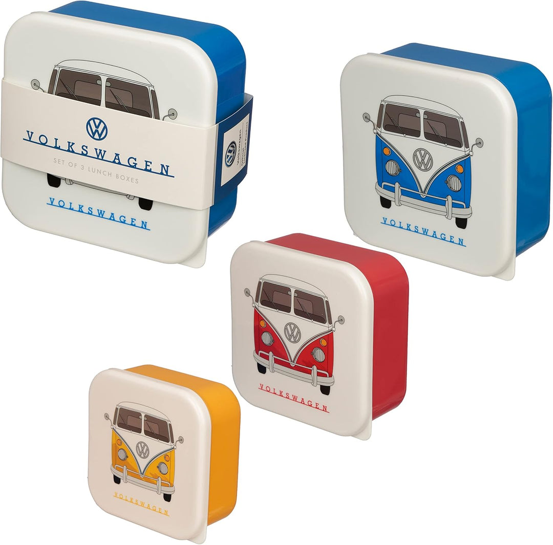 Puckator 3er Set Lunchboxen Volkswagen VW T1 Camper Bus M/L/XL, multi, LBOX47