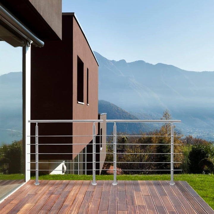 Jopassy Edelstahl Handlauf Geländer,Treppengeländer mit 5 Querstreben, Eingangsgeländer für Balkon T