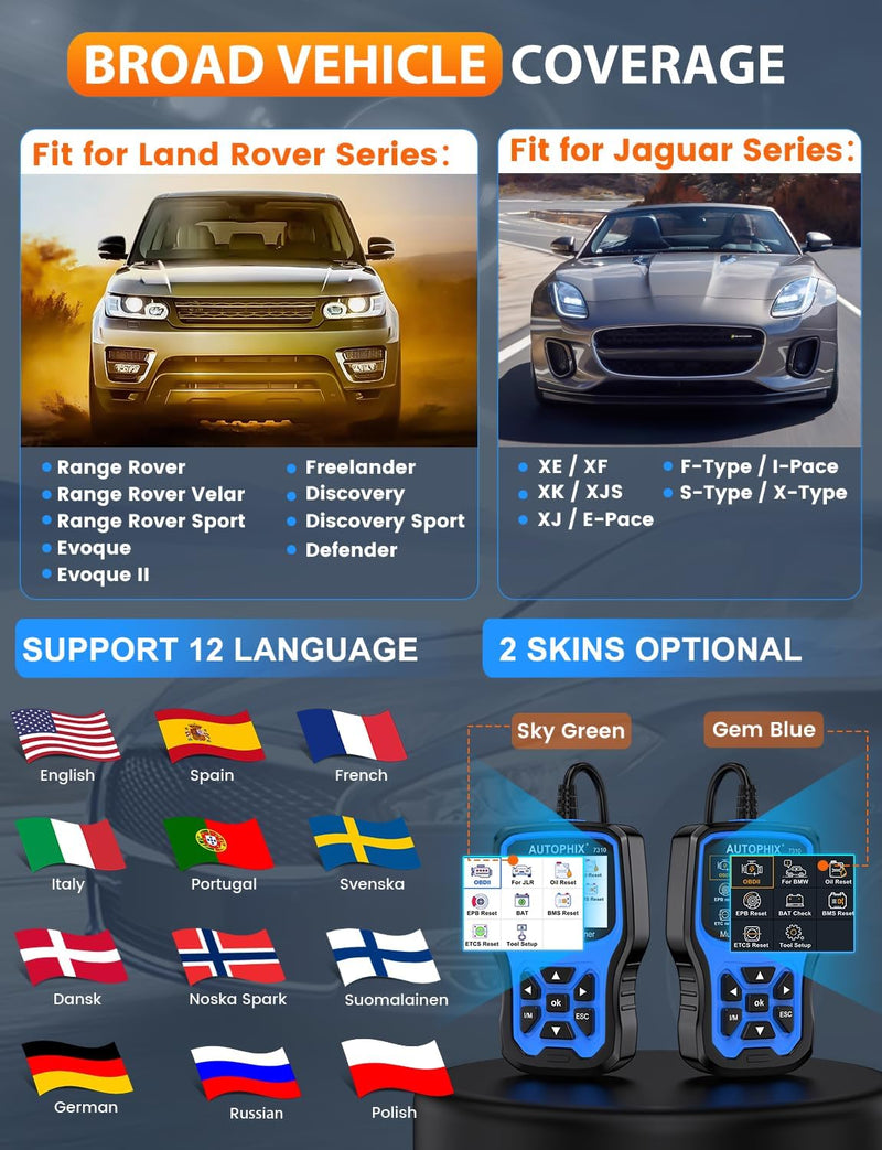 AUTOPHIX 7310 Vollständiges System OBD2 Diagnosegerät Kompatibel mit Land Rover, Volle Funktionen OB