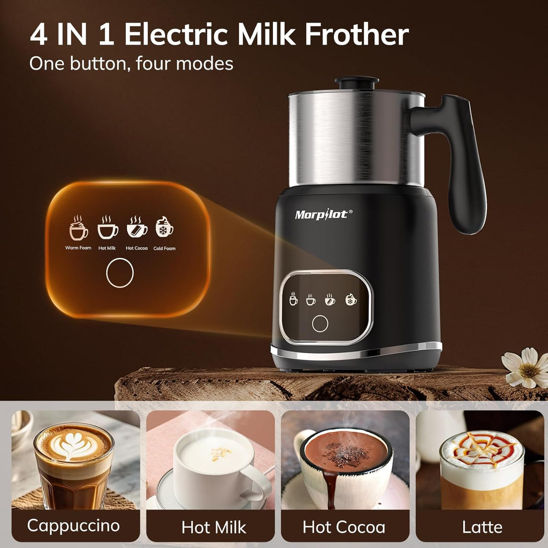 Morpilot Milchaufschäumer Elektrisch 4 in 1, 120-600ml, 550W, Milchschäumer für Heisser und Kalter M