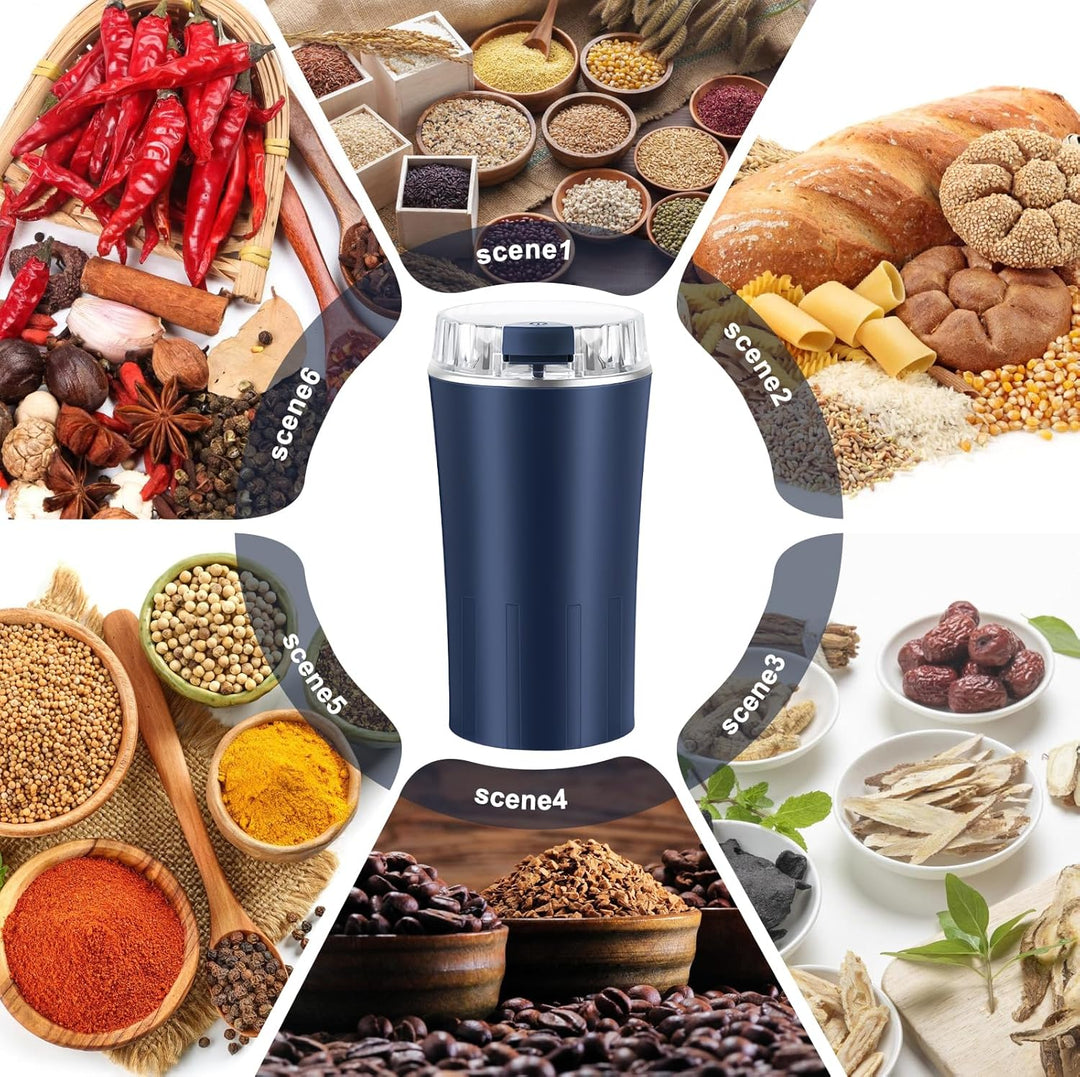 Kaffeemühle Elektrisch, 300W Elektrische Kaffeemühle, Gewürzmühle Elektrisch, 304 Edelstahlmesser Bp