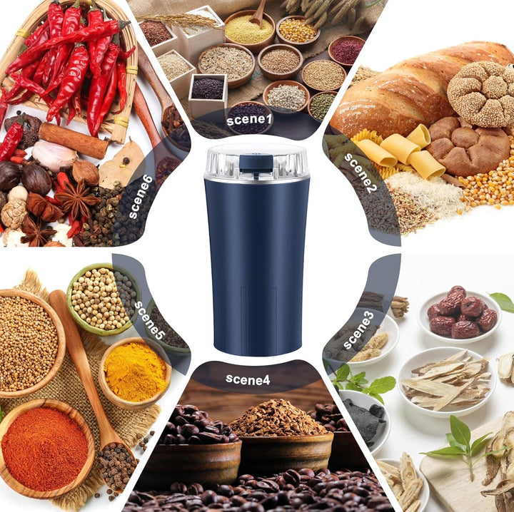 Kaffeemühle Elektrisch, 300W Elektrische Kaffeemühle, Gewürzmühle Elektrisch, 304 Edelstahlmesser Bp